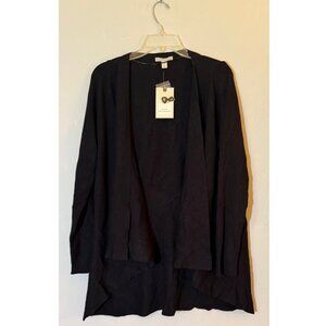 Dana Buchman ribbed open cardigan in black